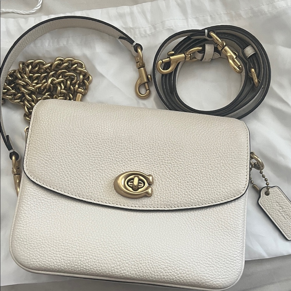 Coach Ivory Leather Crossbody Bag with Gold Accents